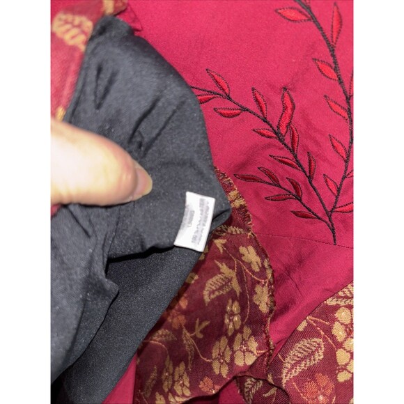 Anage Long Jacket M Women Red Embroidered Beads Sequins Button Up Pockets Lined - Picture 9 of 9